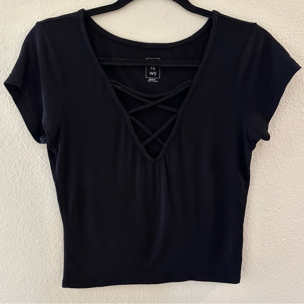 Black Crisscross Top